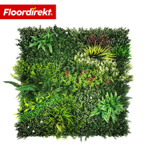 Plant Wall | Meadow | Natural-Looking Artificial Plant Panel, UV-Resistant & Maintenance-Free | Expandable Click System | 100 × 100 cm