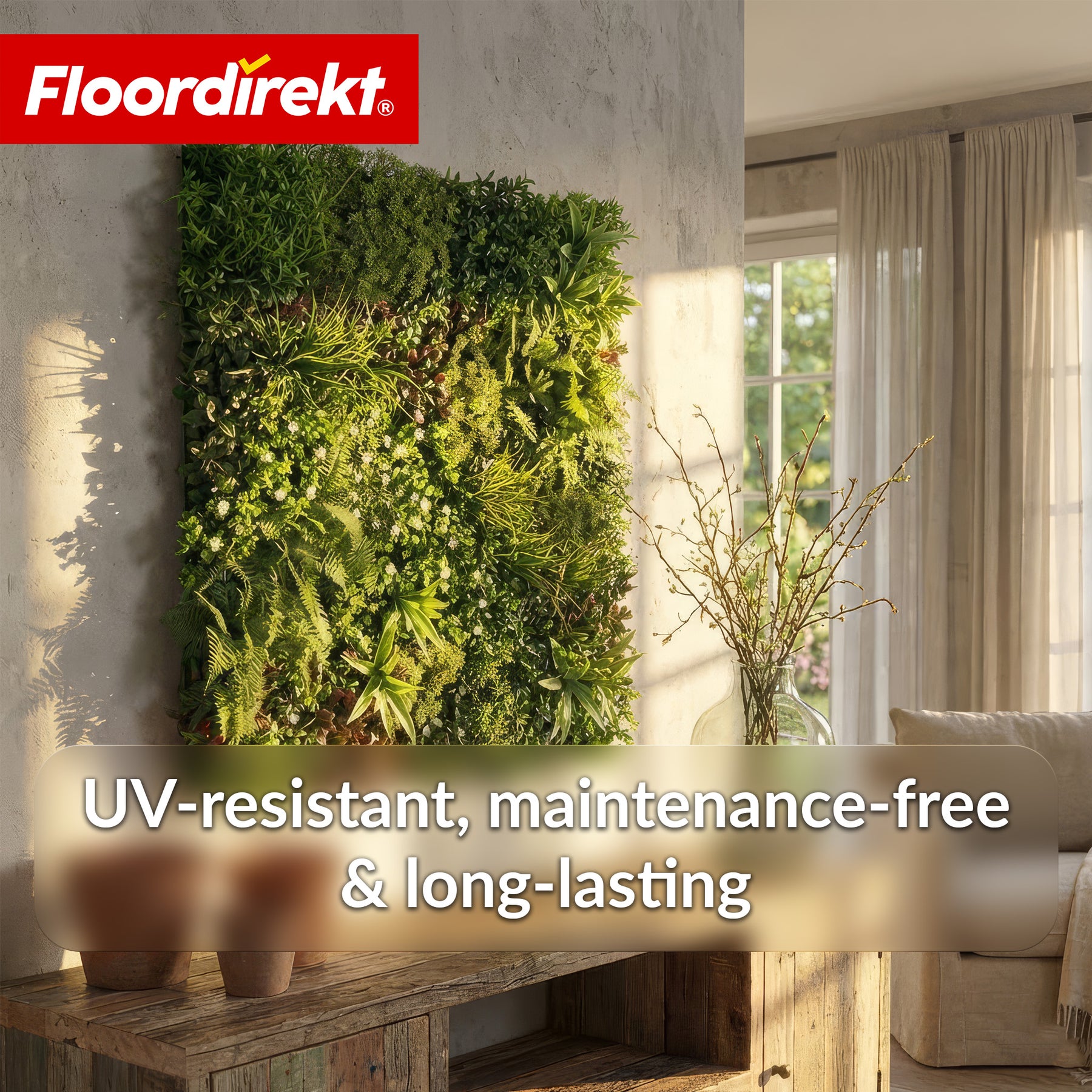 Plant Wall | Wonderland | Realistic Artificial Greenery Panel | Durable, UV-resistant & Expandable | 100 × 100 cm