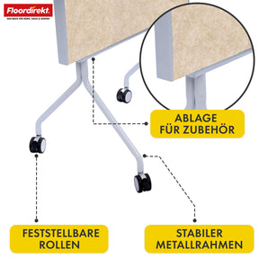 Mobile presentation board | Giant | Double-sided felt board 80 x 120 cm with lockable castors & shelf | Available in several colours