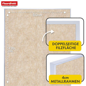 Mobile presentation board | Giant | Double-sided felt board 80 x 120 cm with lockable castors & shelf | Available in several colours