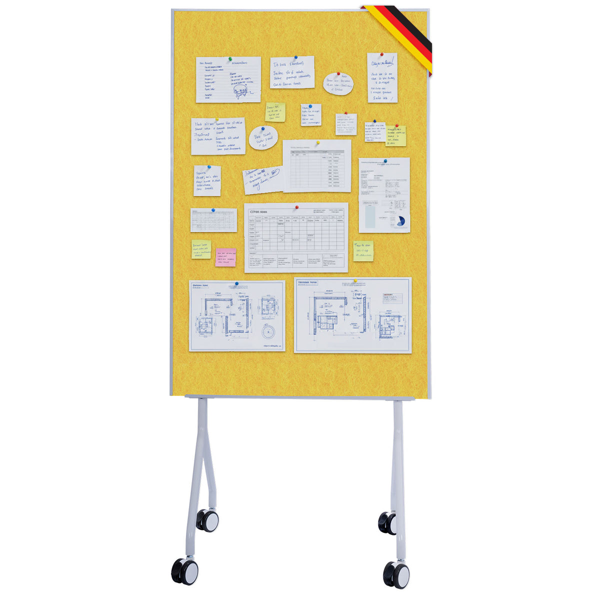 Mobile presentation board | Giant | Double-sided felt board 80 x 120 cm with lockable castors & shelf | Available in several colours