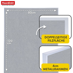Mobile presentation board | Giant | Double-sided felt board 80 x 120 cm with lockable castors & shelf | Available in several colours