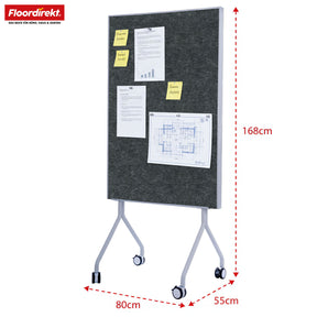 Mobile presentation board | Giant | Double-sided felt board 80 x 120 cm with lockable castors & shelf | Available in several colours