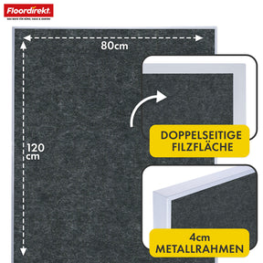 Mobile presentation board | Giant | Double-sided felt board 80 x 120 cm with lockable castors & shelf | Available in several colours