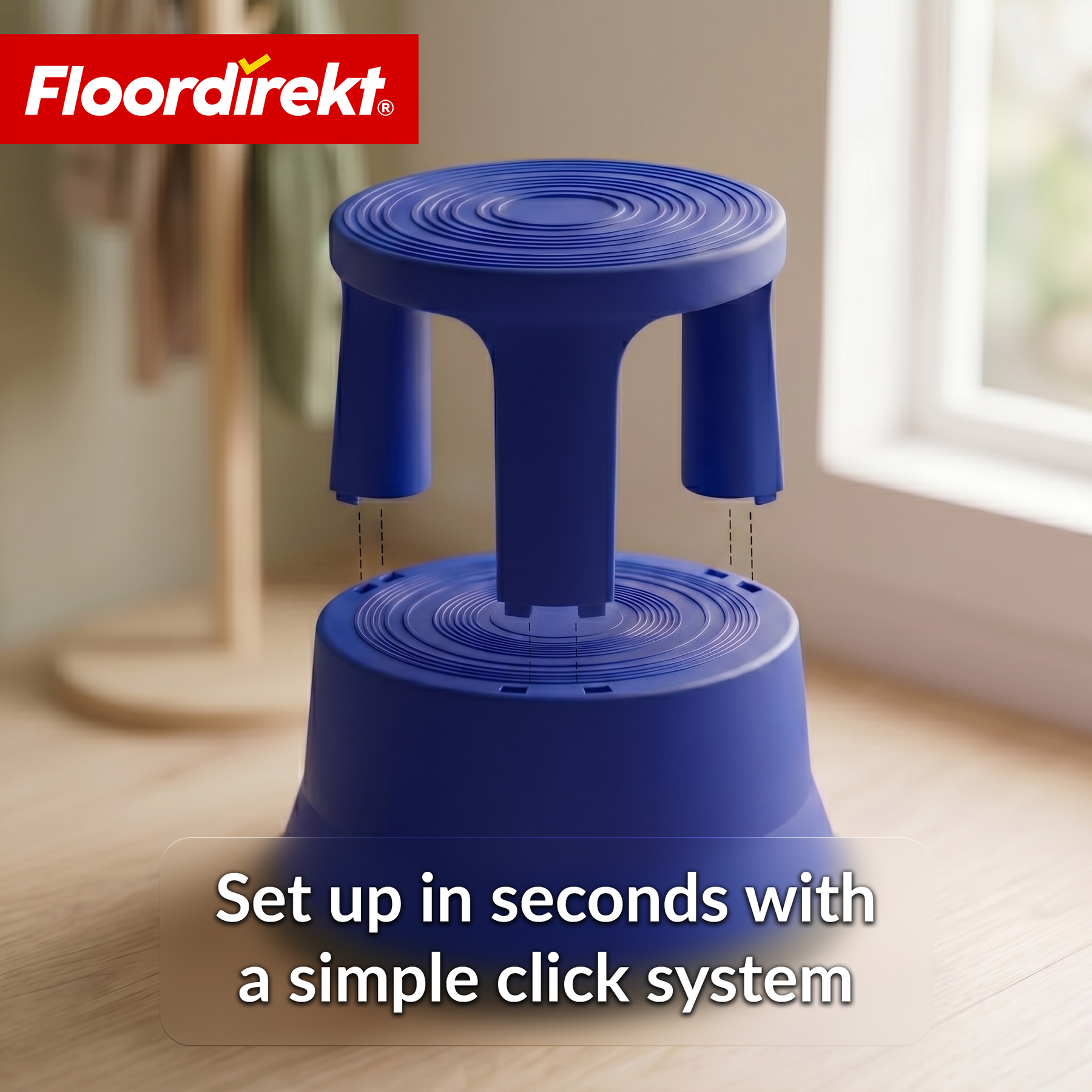 Rolling stool | Plastic step stool with wheels (elephant foot) | non-slip & TÜV certified
