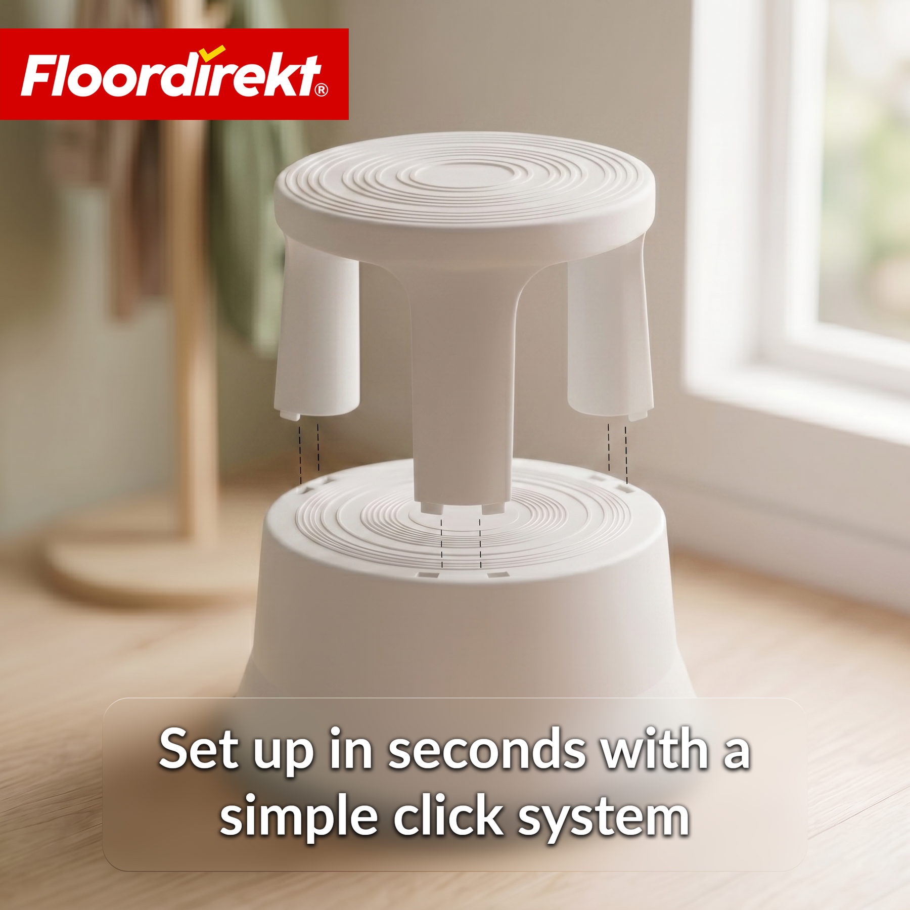 Rolling stool | Plastic step stool with wheels (elephant foot) | non-slip & TÜV certified