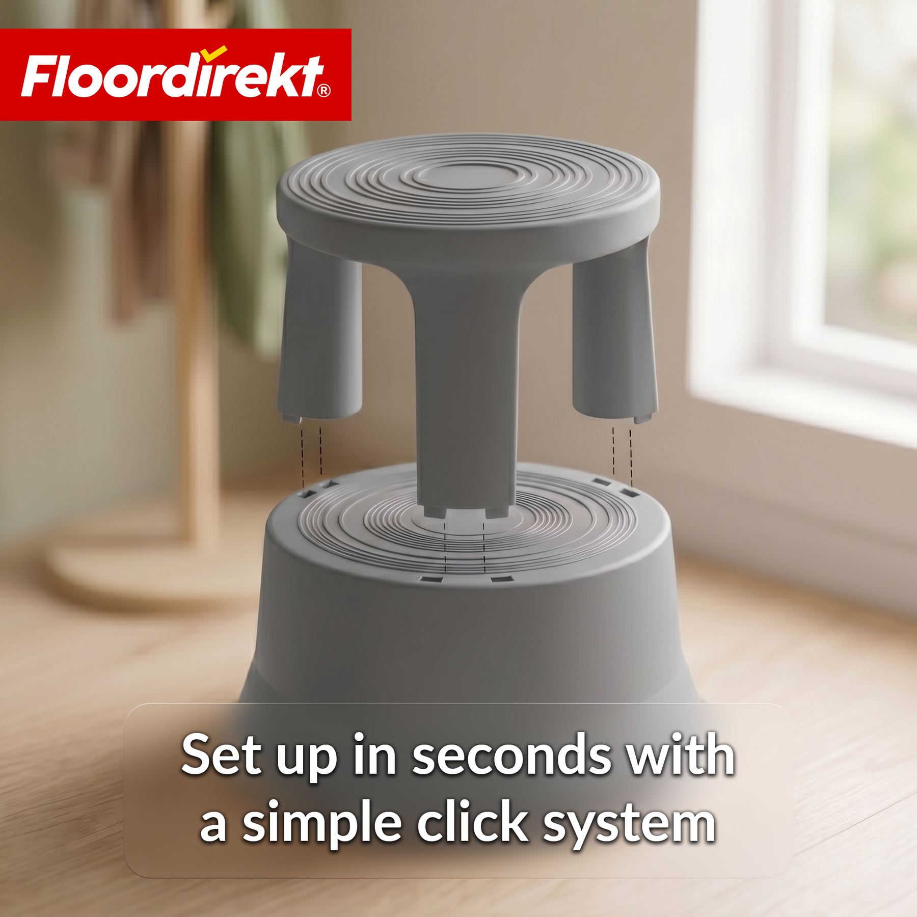 Rolling stool | Plastic step stool with wheels (elephant foot) | non-slip & TÜV certified