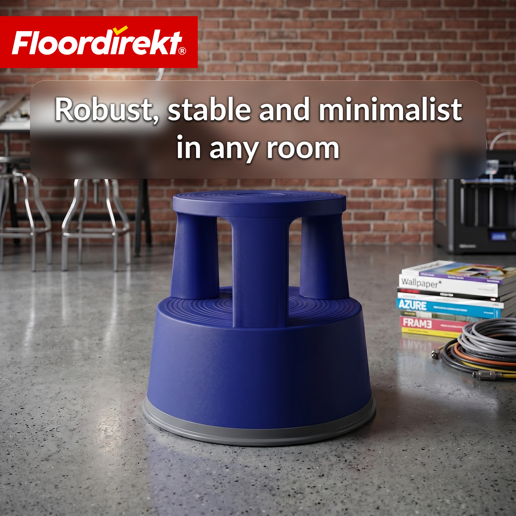 Rolling stool | Plastic step stool with wheels (elephant foot) | non-slip & TÜV certified
