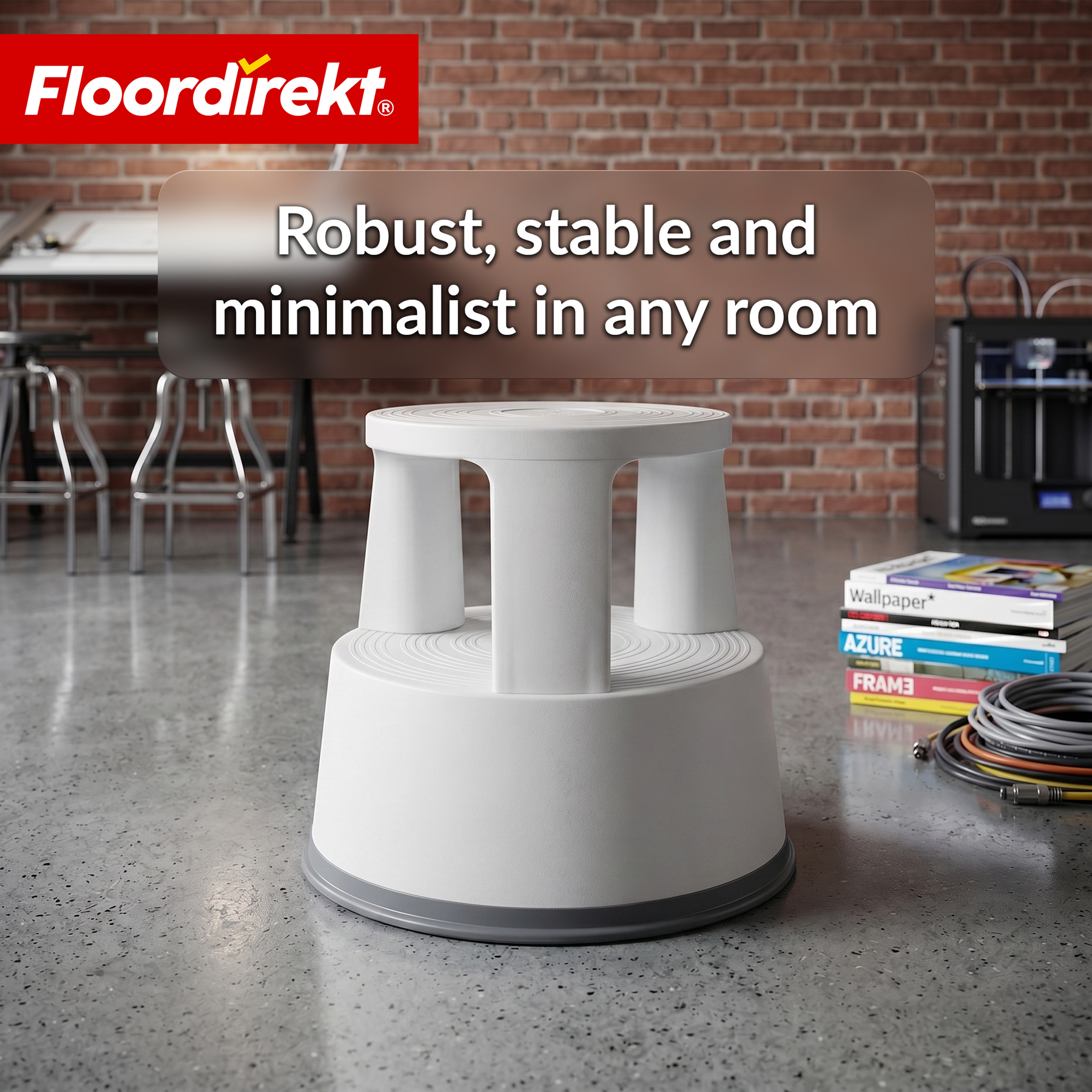 Rolling stool | Plastic step stool with wheels (elephant foot) | non-slip & TÜV certified