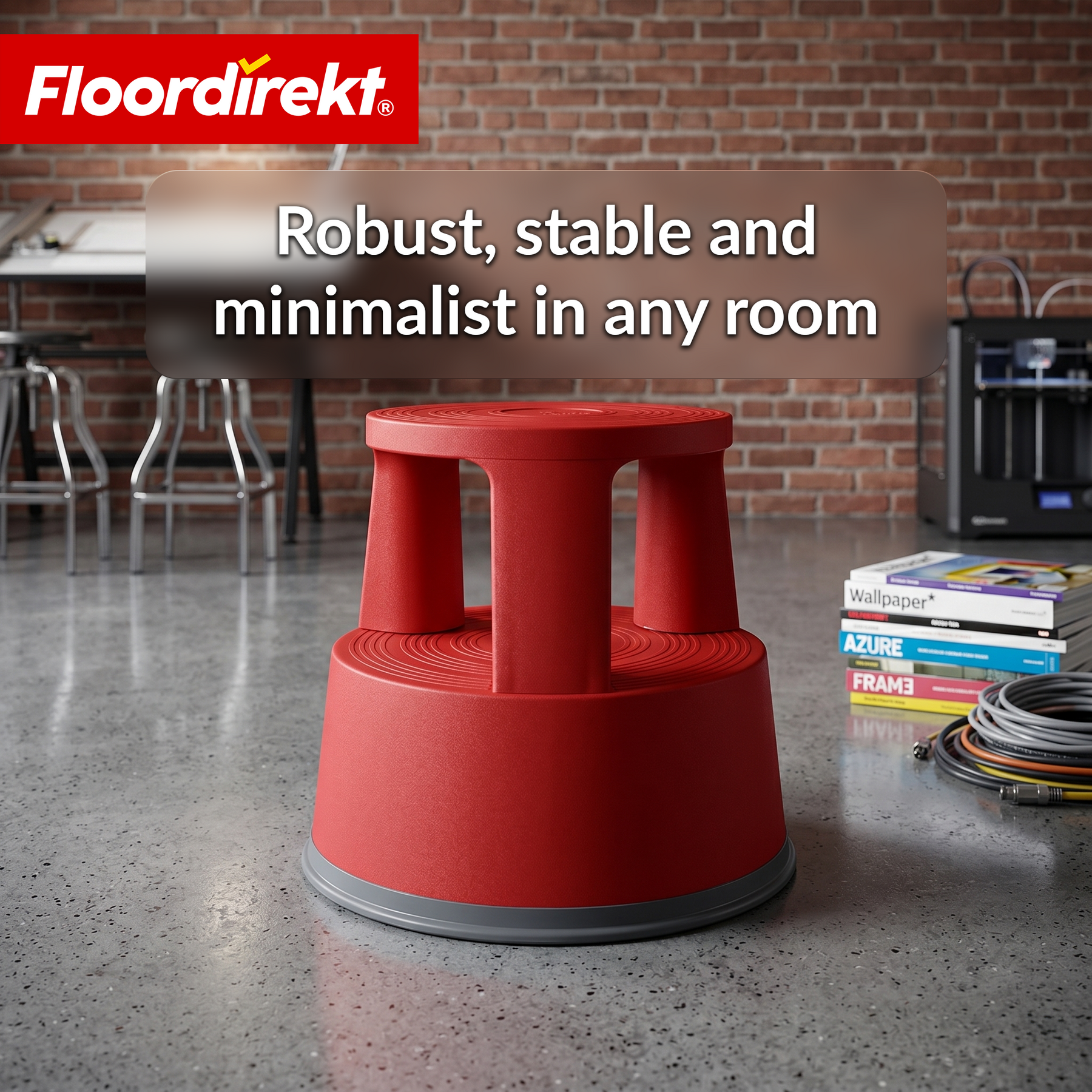 Rolling stool | Plastic step stool with wheels (elephant foot) | non-slip & TÜV certified