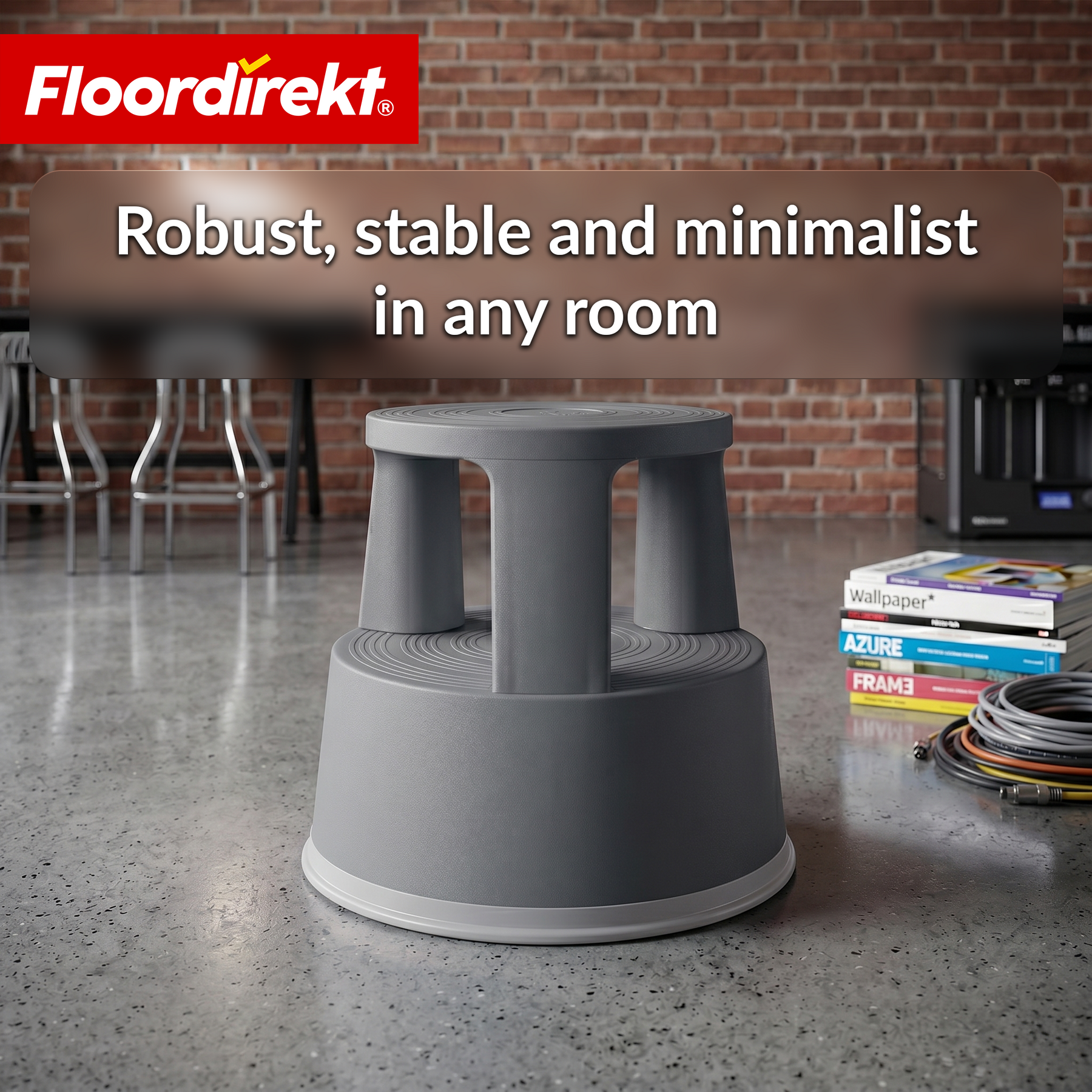 Rolling stool | Plastic step stool with wheels (elephant foot) | non-slip & TÜV certified