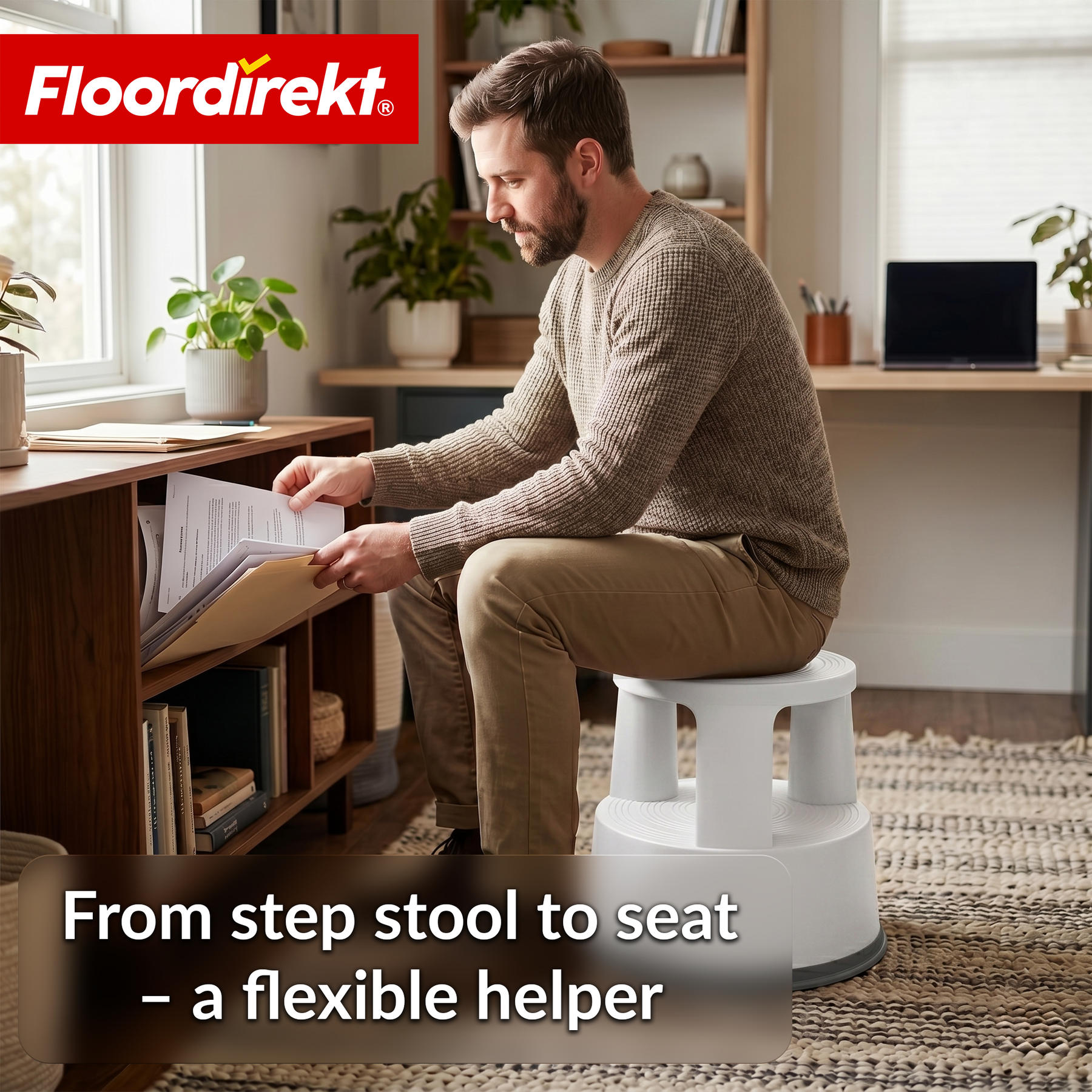 Rolling stool | Plastic step stool with wheels (elephant foot) | non-slip & TÜV certified