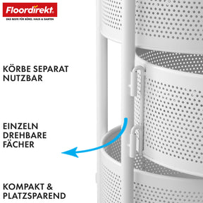 Trolley | Henry | White steel kitchen shelf | 5 shelves with fold-out baskets