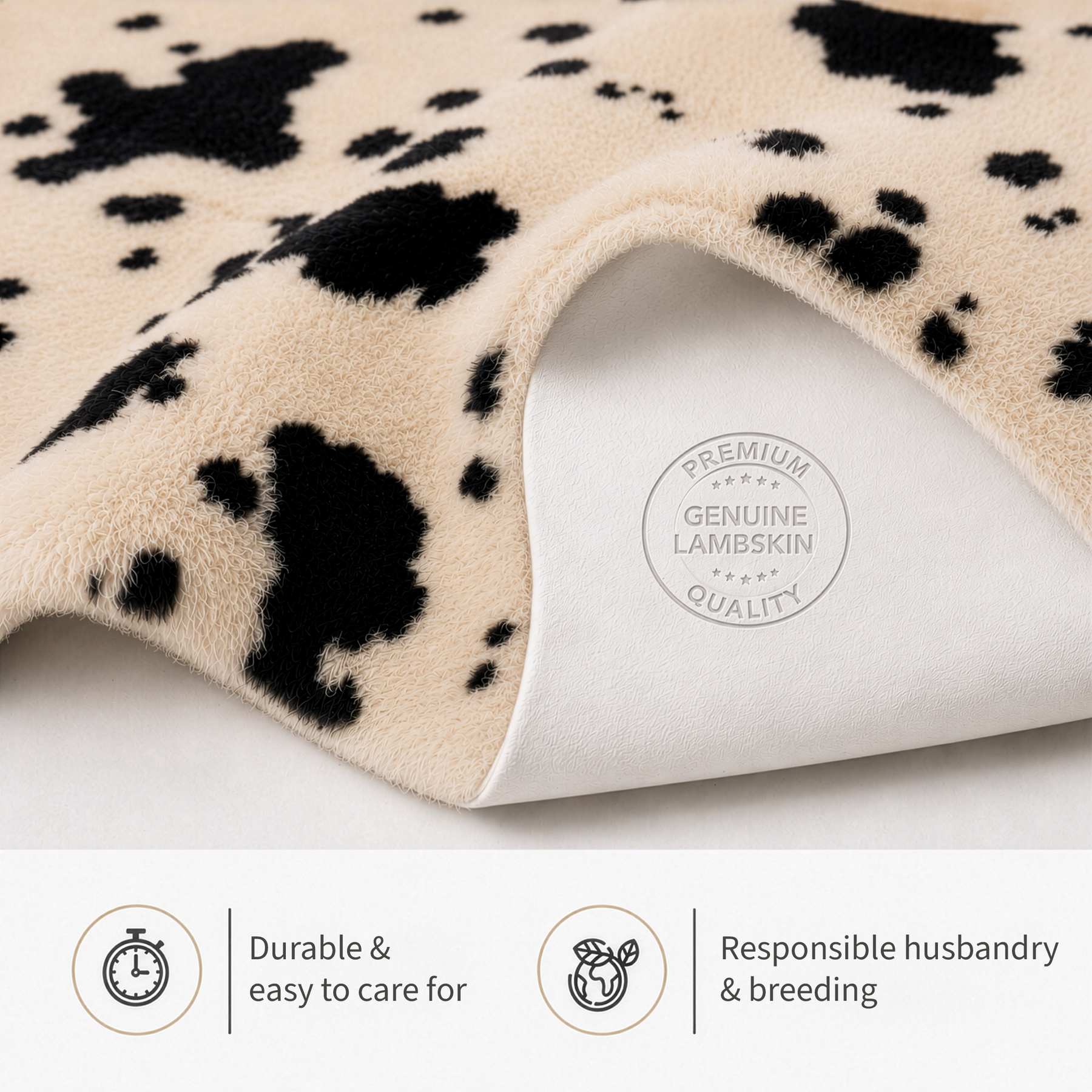 Design Sheepskin | Audrey | Genuine Lambskin Made from 100% Sheepskin Wool | Soft & Natural
