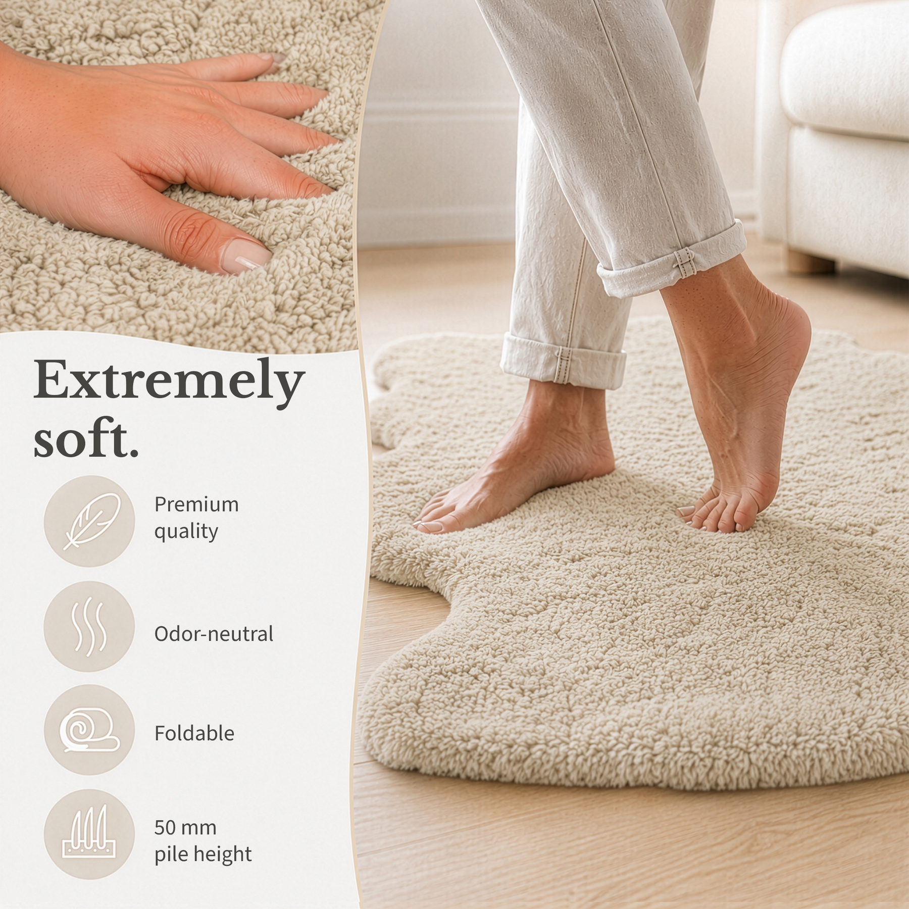 Design Sheepskin | Audrey | Genuine Lambskin Made from 100% Sheepskin Wool | Soft & Natural