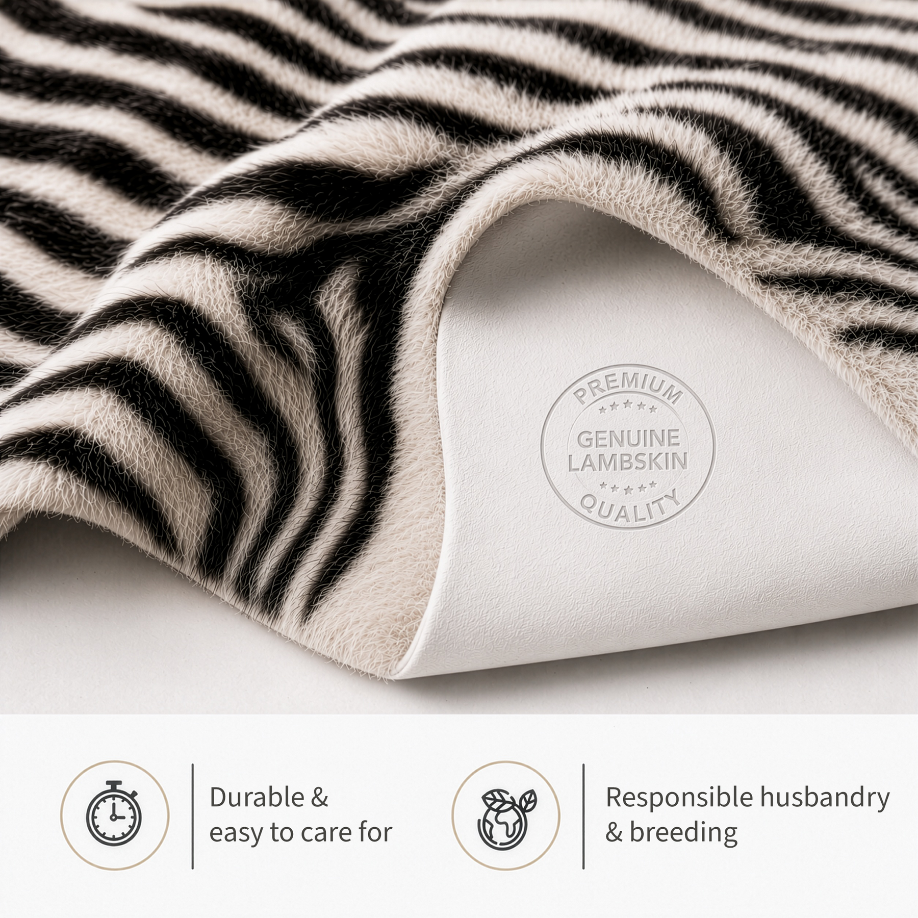 Design Sheepskin | Audrey | Genuine Lambskin Made from 100% Sheepskin Wool | Soft & Natural