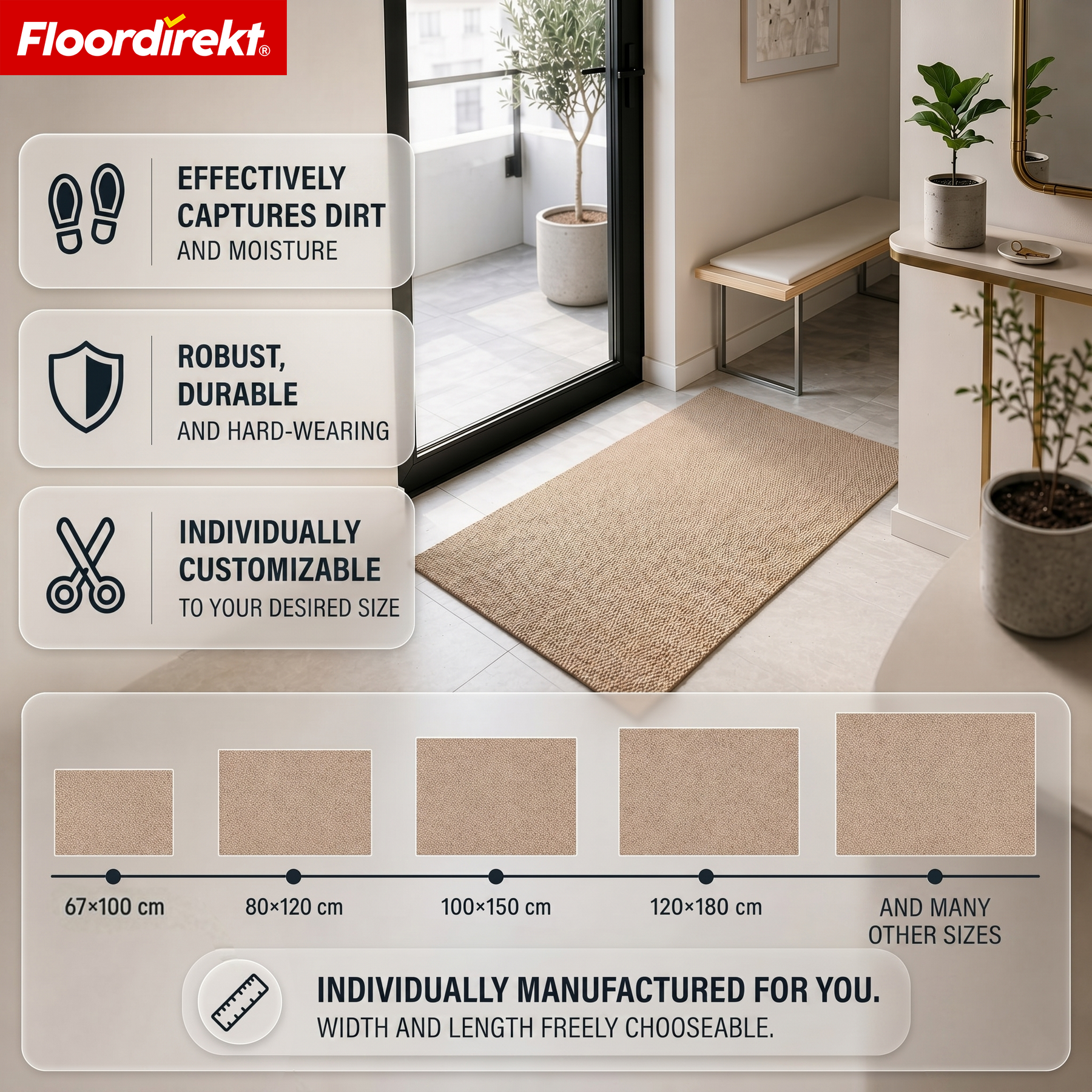 Entrance Mat | Hong Kong Pro | Dirt Trapper Mat with TPE Backing, Durable & Non-Slip