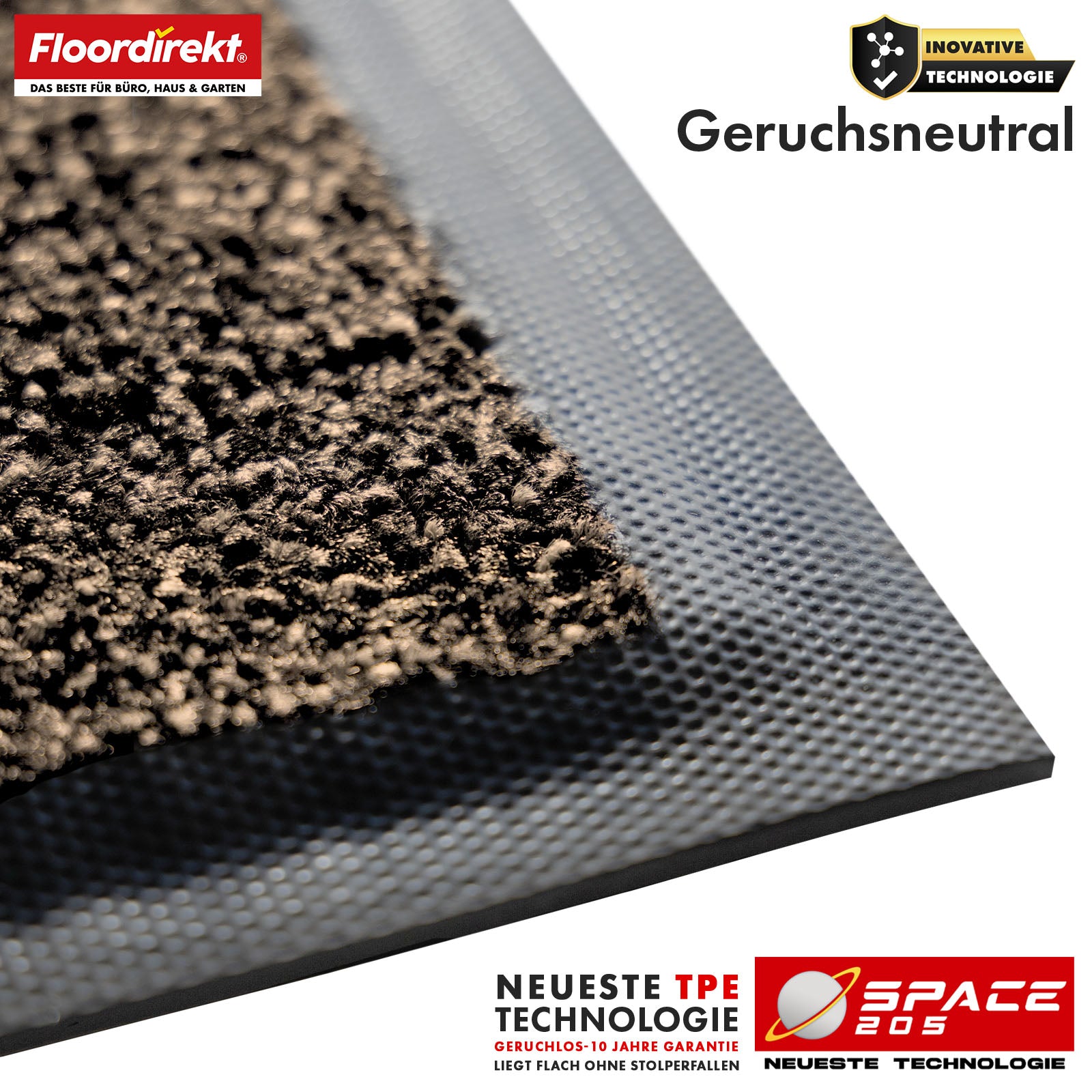Dirt-trapping mat | Space 205 | Non-slip doormat with innovative TPE technology in the edging and backing | Ideal for entrances, hallways and front doors | Available in various colours and sizes
