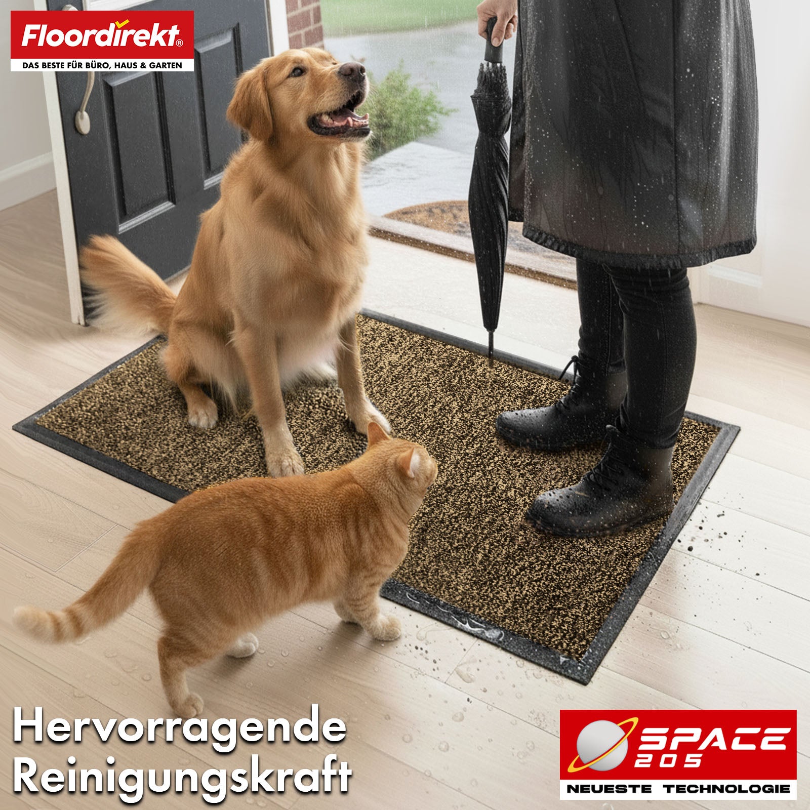Dirt-trapping mat | Space 205 | Non-slip doormat with innovative TPE technology in the edging and backing | Ideal for entrances, hallways and front doors | Available in various colours and sizes