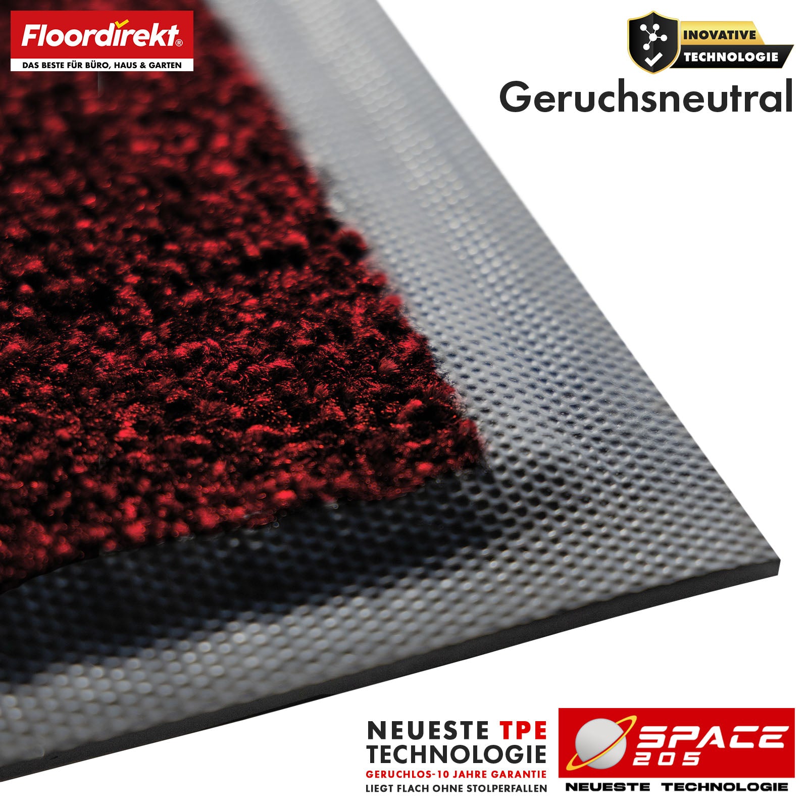 Dirt-trapping mat | Space 205 | Non-slip doormat with innovative TPE technology in the edging and backing | Ideal for entrances, hallways and front doors | Available in various colours and sizes