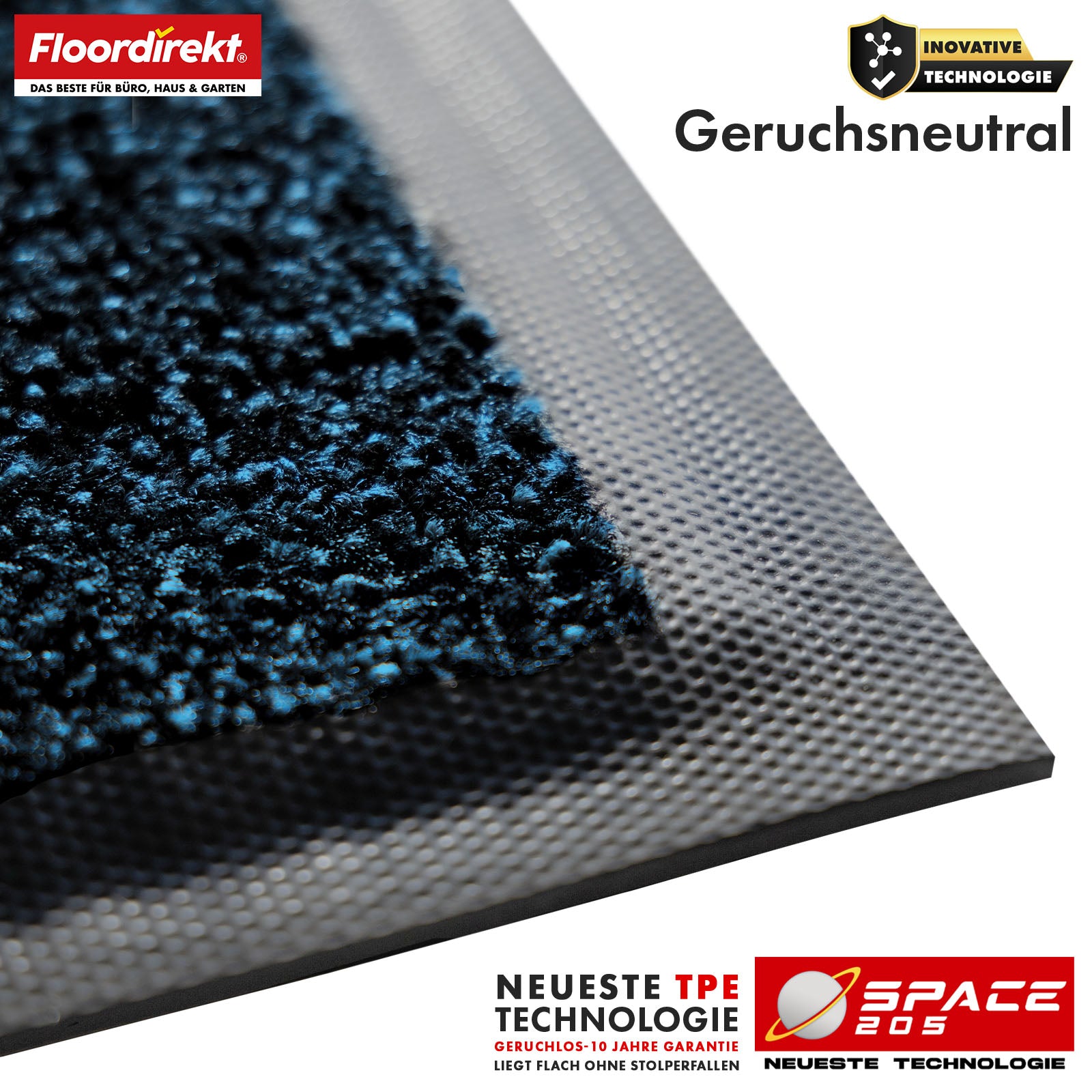 Dirt-trapping mat | Space 205 | Non-slip doormat with innovative TPE technology in the edging and backing | Ideal for entrances, hallways and front doors | Available in various colours and sizes