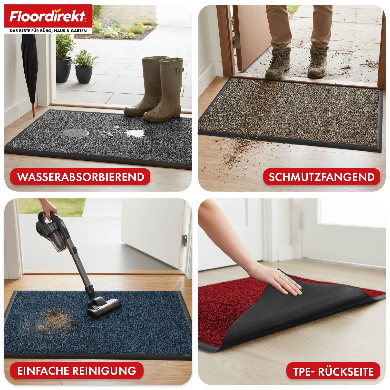 Dirt-trapping mat | Space 205 | Non-slip doormat with innovative TPE technology in the edging and backing | Ideal for entrances, hallways and front doors | Available in various colours and sizes
