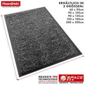 Dirt-trapping mat | Space 205 | Non-slip doormat with innovative TPE technology in the edging and backing | Ideal for entrances, hallways and front doors | Available in various colours and sizes