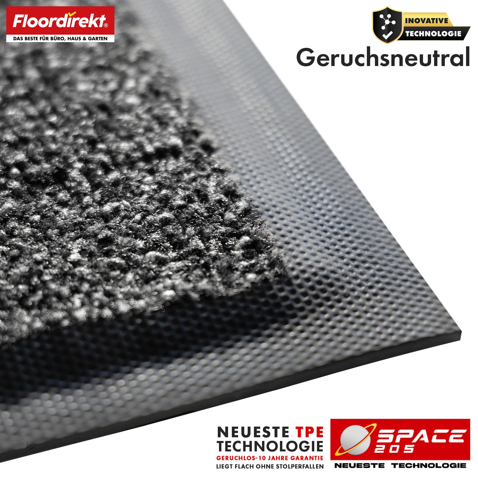 Dirt-trapping mat | Space 205 | Non-slip doormat with innovative TPE technology in the edging and backing | Ideal for entrances, hallways and front doors | Available in various colours and sizes