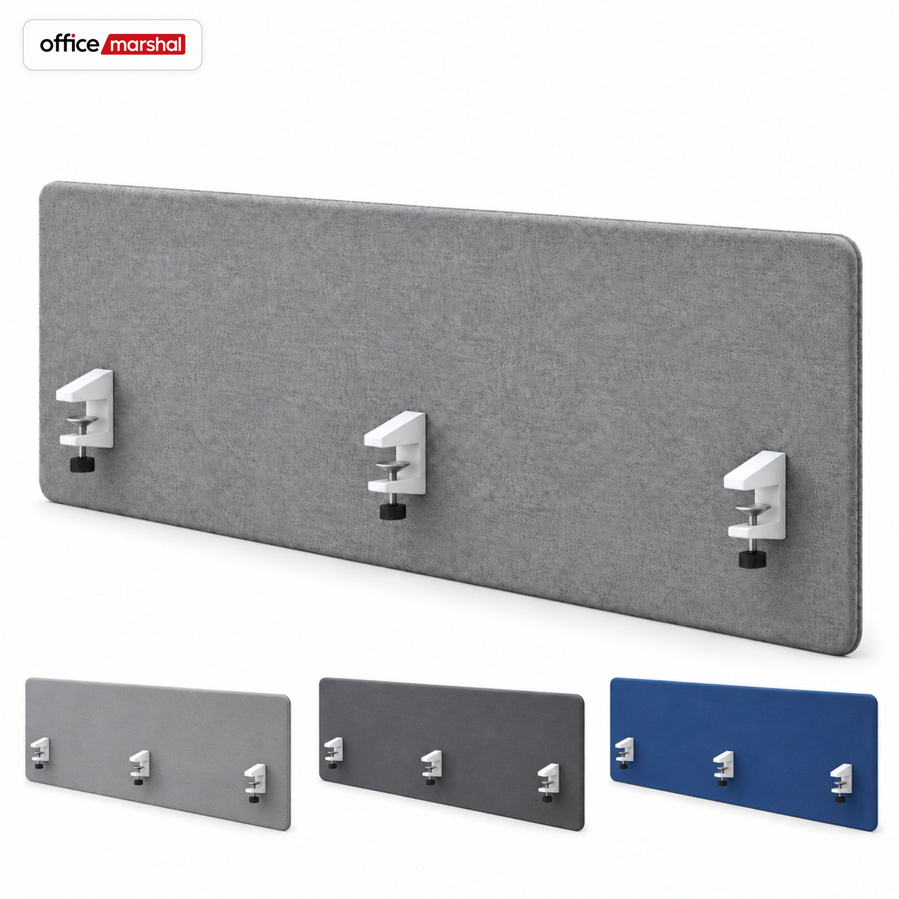 Acoustic Desk Divider | Silent Desk | Desk Privacy Screen with Polyester Fabric & Clamp Mounting | 160 × 60 cm | 3 Colours