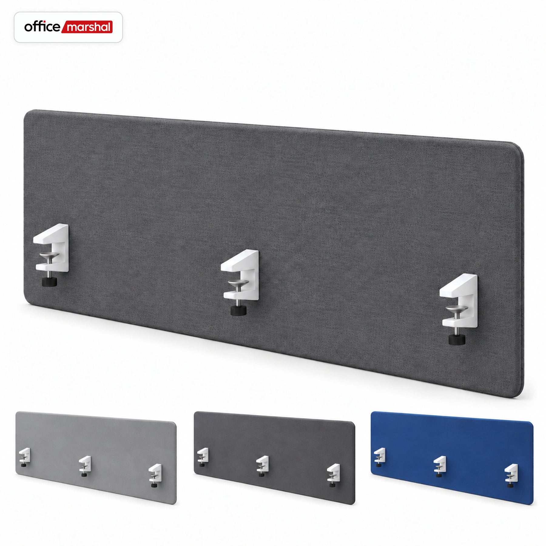 Acoustic Desk Divider | Silent Desk | Desk Privacy Screen with Polyester Fabric & Clamp Mounting | 160 × 60 cm | 3 Colours