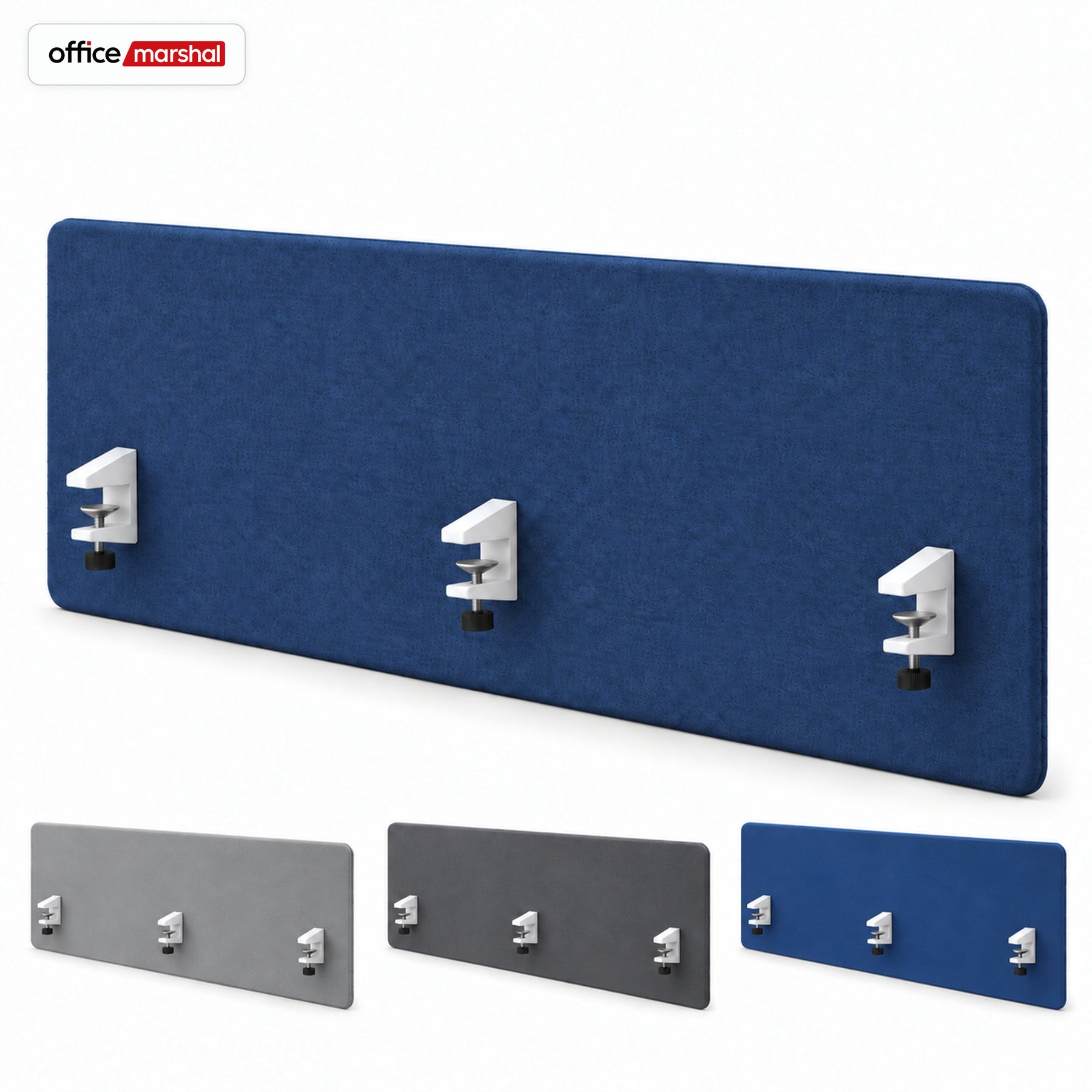 Acoustic Desk Divider | Silent Desk | Desk Privacy Screen with Polyester Fabric & Clamp Mounting | 160 × 60 cm | 3 Colours