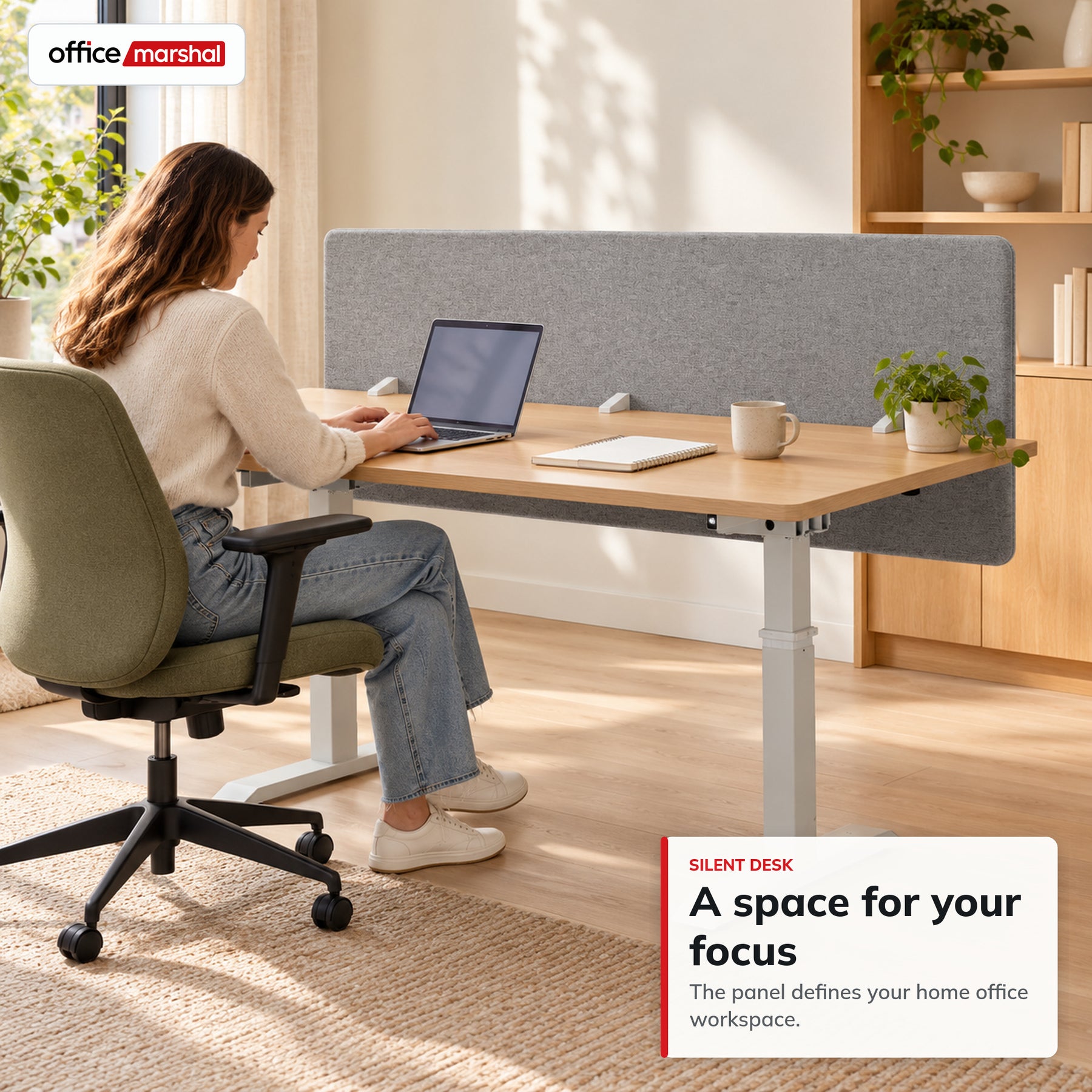 Acoustic Desk Divider | Silent Desk | Desk Privacy Screen with Polyester Fabric & Clamp Mounting | 160 × 60 cm | 3 Colours