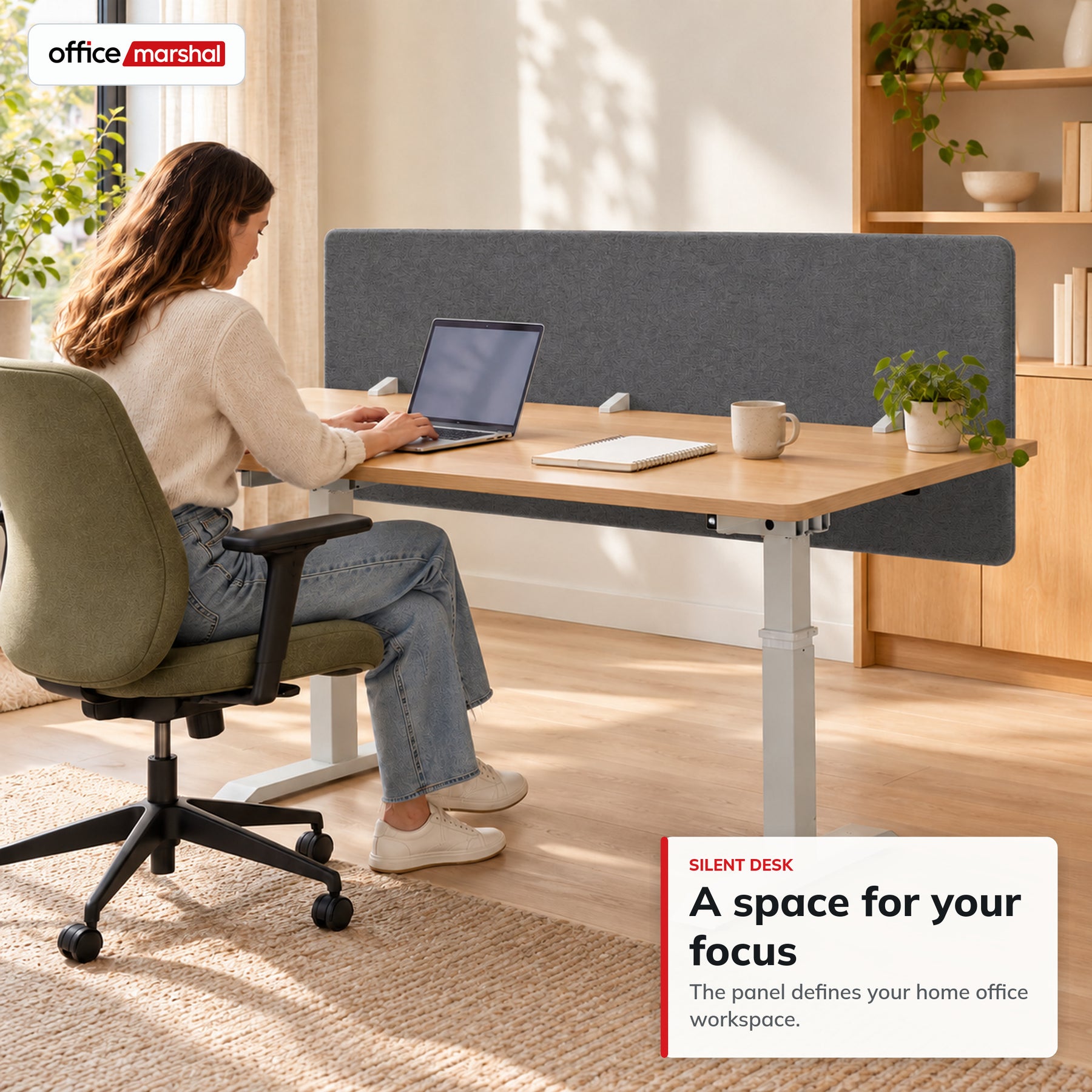 Acoustic Desk Divider | Silent Desk | Desk Privacy Screen with Polyester Fabric & Clamp Mounting | 160 × 60 cm | 3 Colours