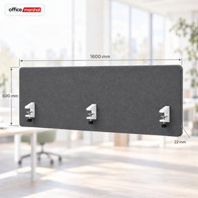 Acoustic Desk Divider | Silent Desk | Desk Privacy Screen with Polyester Fabric & Clamp Mounting | 160 × 60 cm | 3 Colours