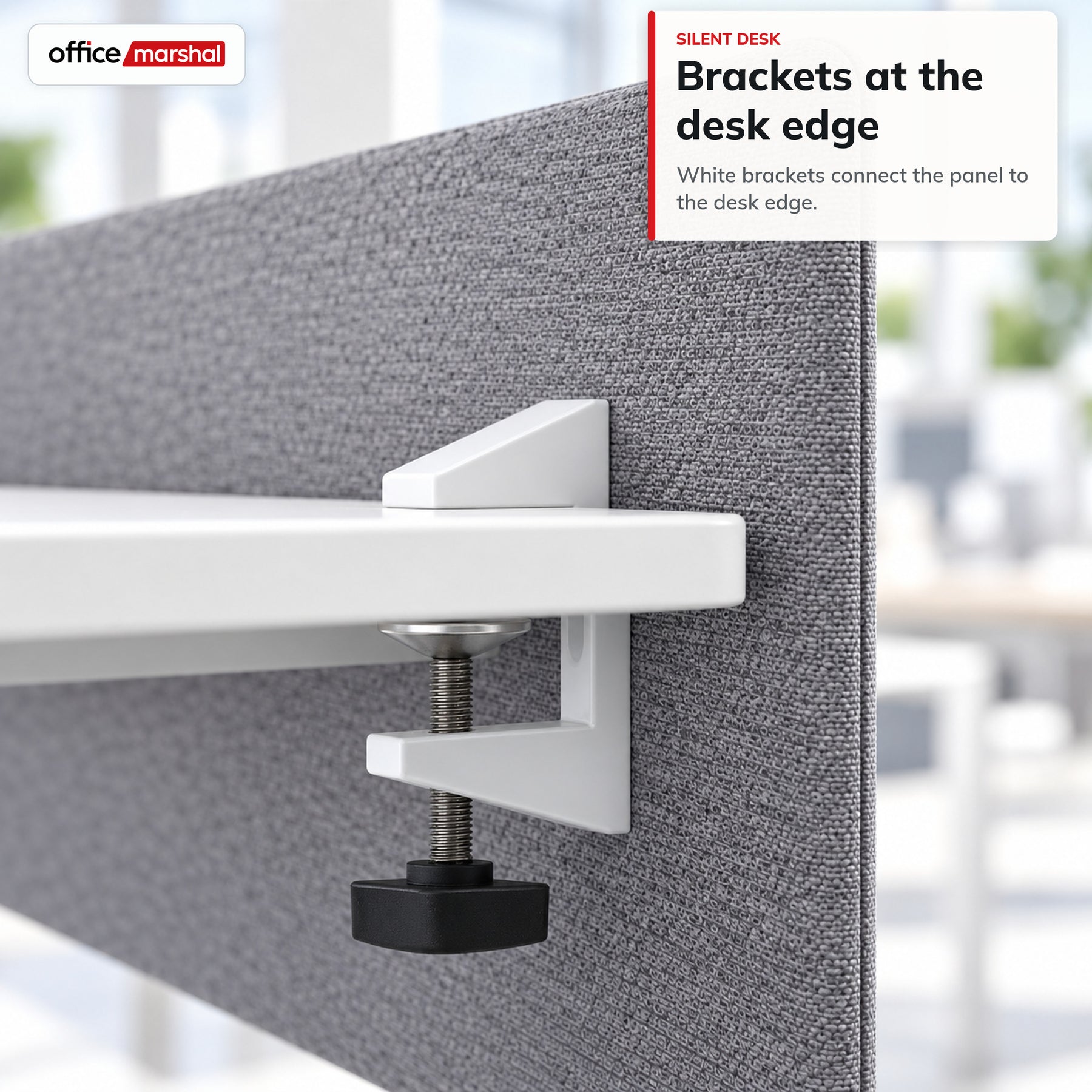Acoustic Desk Divider | Silent Desk | Desk Privacy Screen with Polyester Fabric & Clamp Mounting | 160 × 60 cm | 3 Colours