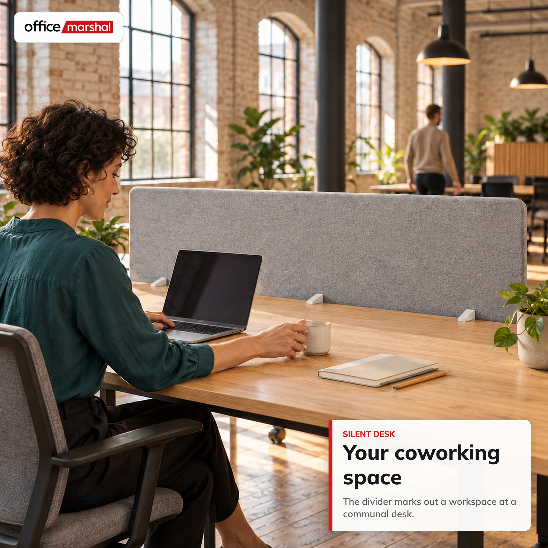 Acoustic Desk Divider | Silent Desk | Desk Privacy Screen with Polyester Fabric & Clamp Mounting | 160 × 60 cm | 3 Colours