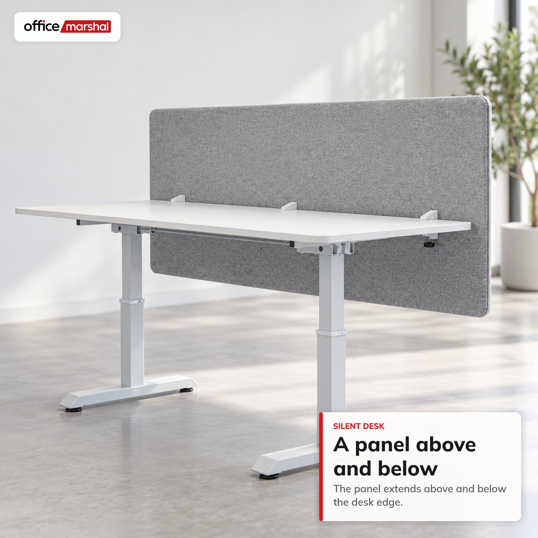 Acoustic Desk Divider | Silent Desk | Desk Privacy Screen with Polyester Fabric & Clamp Mounting | 160 × 60 cm | 3 Colours
