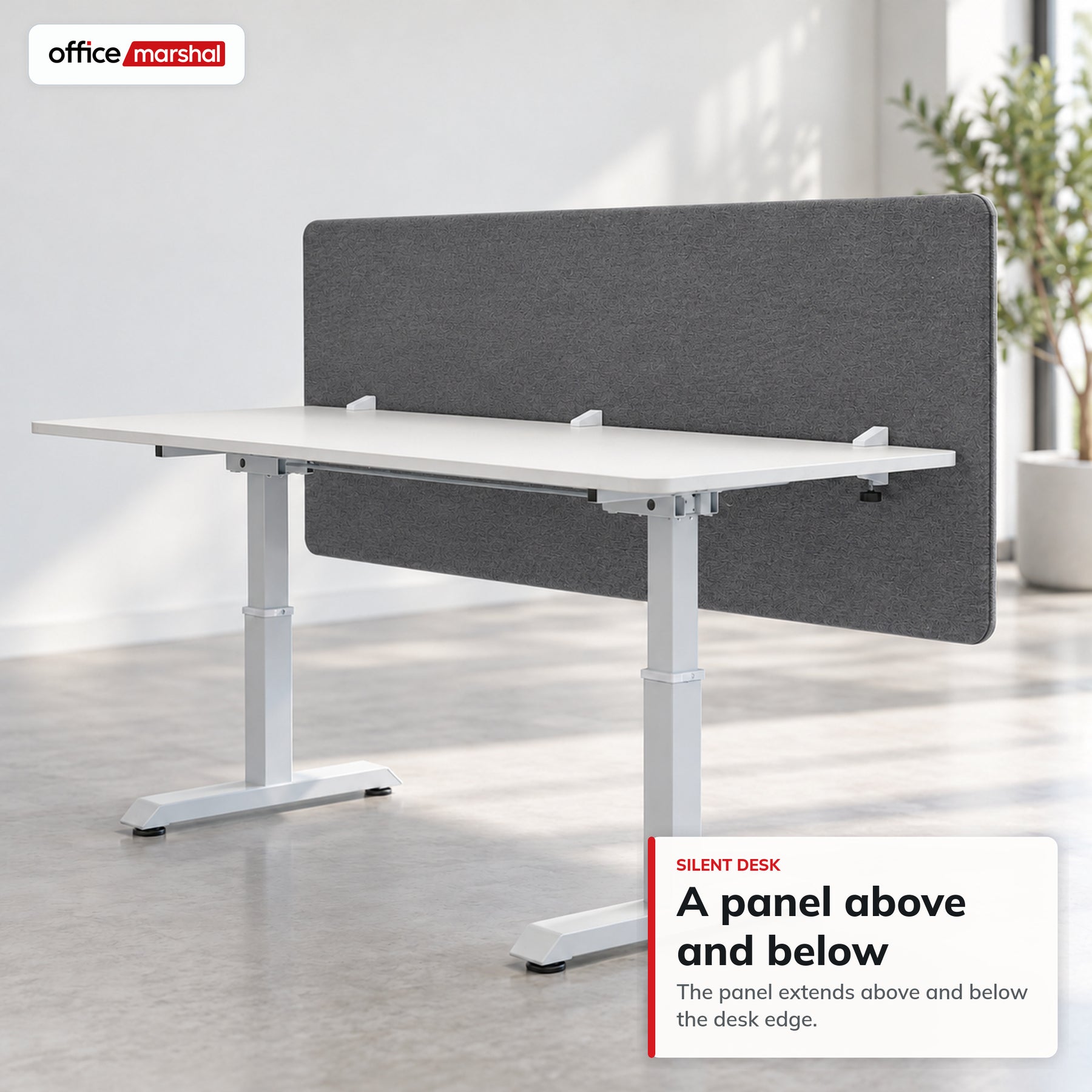 Acoustic Desk Divider | Silent Desk | Desk Privacy Screen with Polyester Fabric & Clamp Mounting | 160 × 60 cm | 3 Colours