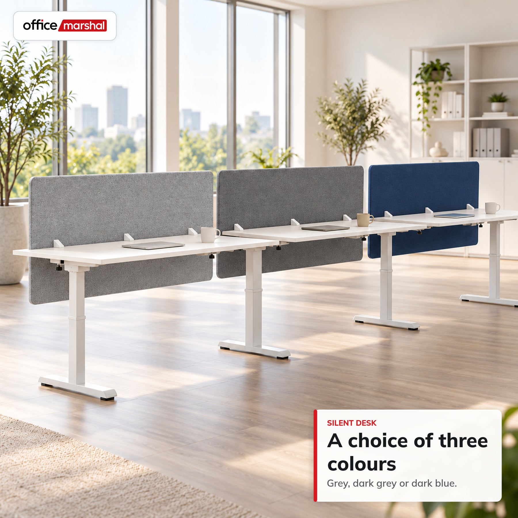 Acoustic Desk Divider | Silent Desk | Desk Privacy Screen with Polyester Fabric & Clamp Mounting | 160 × 60 cm | 3 Colours