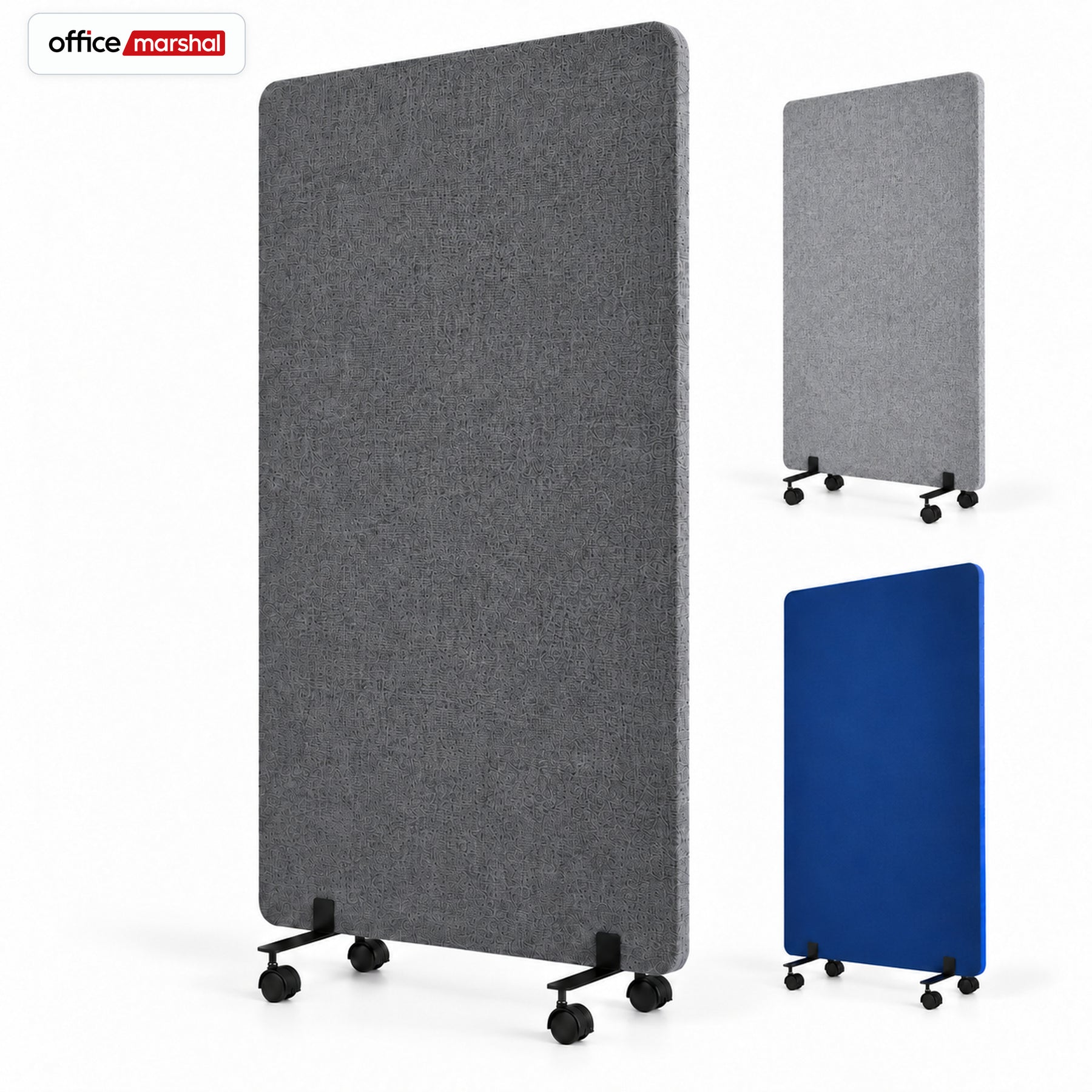 Acoustic Room Divider on Wheels | Silent Stand | Mobile Polyester Office Partition | 3 Sizes