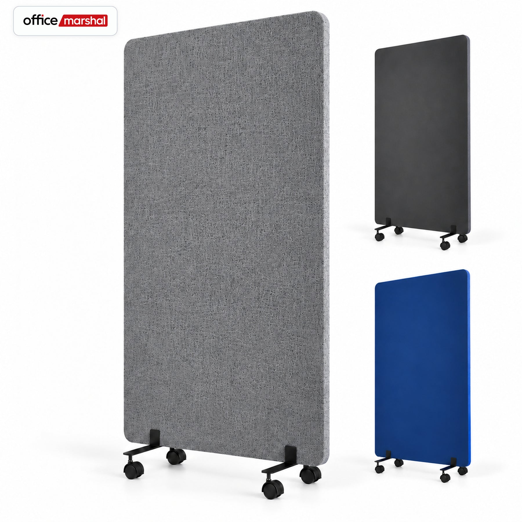 Acoustic Room Divider on Wheels | Silent Stand | Mobile Polyester Office Partition | 3 Sizes