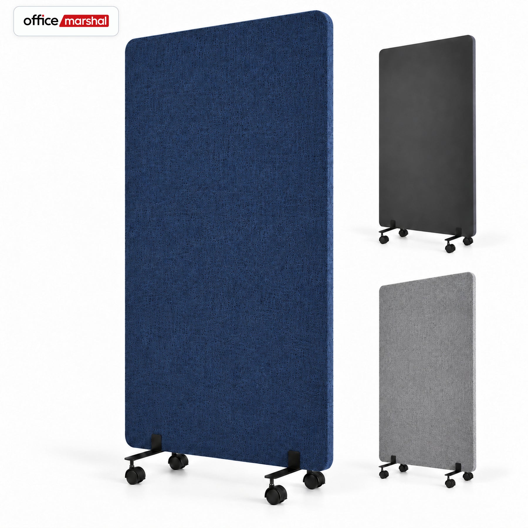 Acoustic Room Divider on Wheels | Silent Stand | Mobile Polyester Office Partition | 3 Sizes