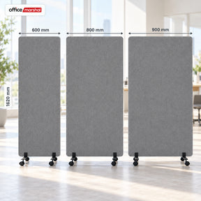 Acoustic Room Divider on Wheels | Silent Stand | Mobile Polyester Office Partition | 3 Sizes