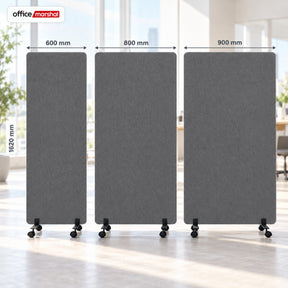 Acoustic Room Divider on Wheels | Silent Stand | Mobile Polyester Office Partition | 3 Sizes
