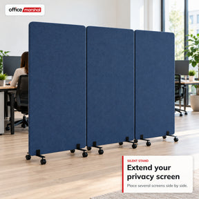 Acoustic Room Divider on Wheels | Silent Stand | Mobile Polyester Office Partition | 3 Sizes