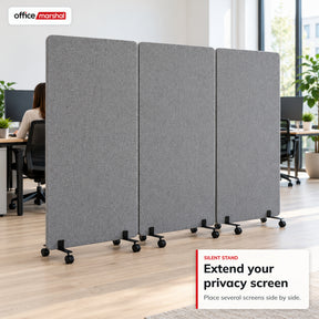 Acoustic Room Divider on Wheels | Silent Stand | Mobile Polyester Office Partition | 3 Sizes