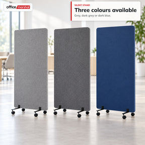 Acoustic Room Divider on Wheels | Silent Stand | Mobile Polyester Office Partition | 3 Sizes