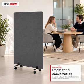 Acoustic Room Divider on Wheels | Silent Stand | Mobile Polyester Office Partition | 3 Sizes