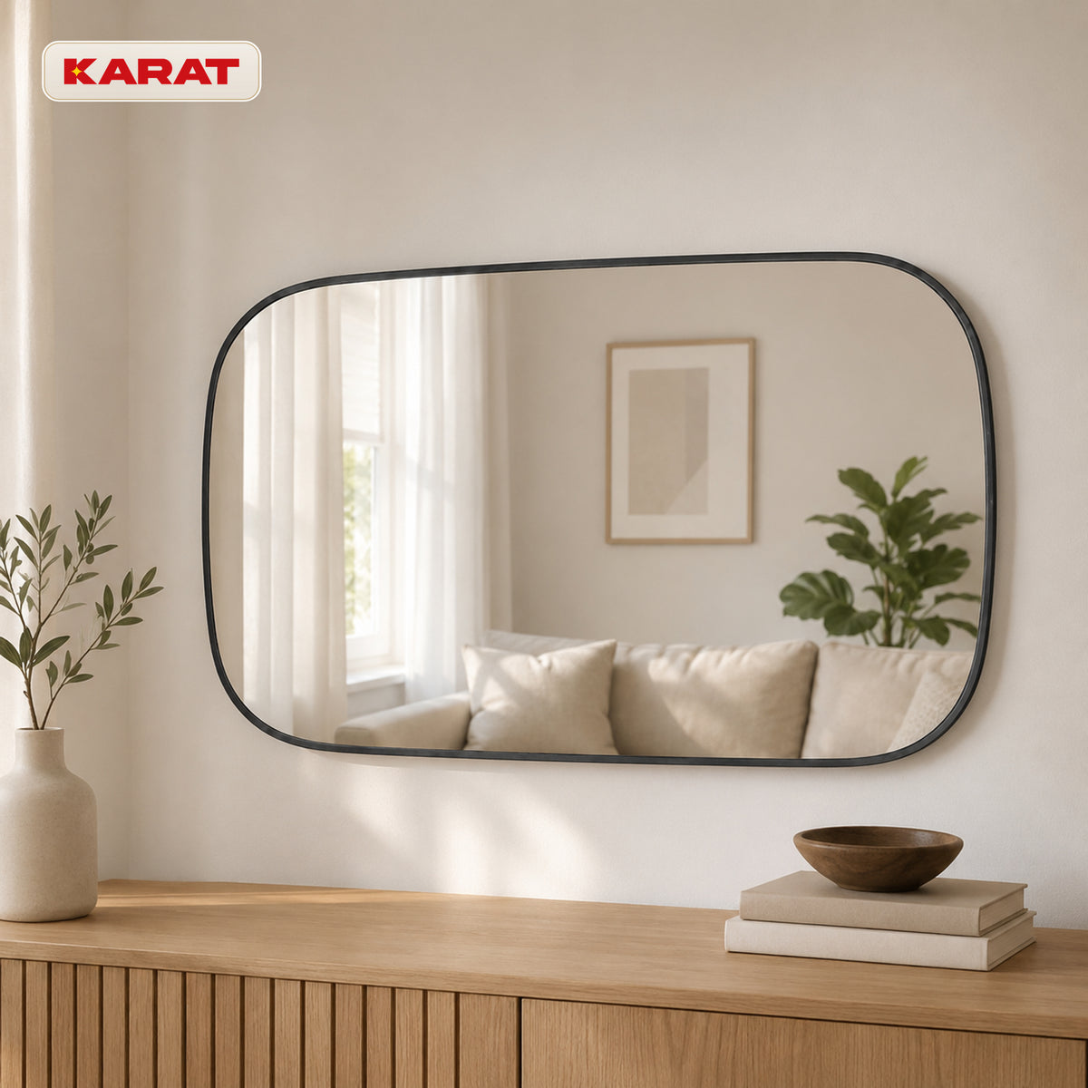 Wall Mirror | Alina | Modern Wall Mirror with Grey Aluminum Frame | 55 × 90 cm
