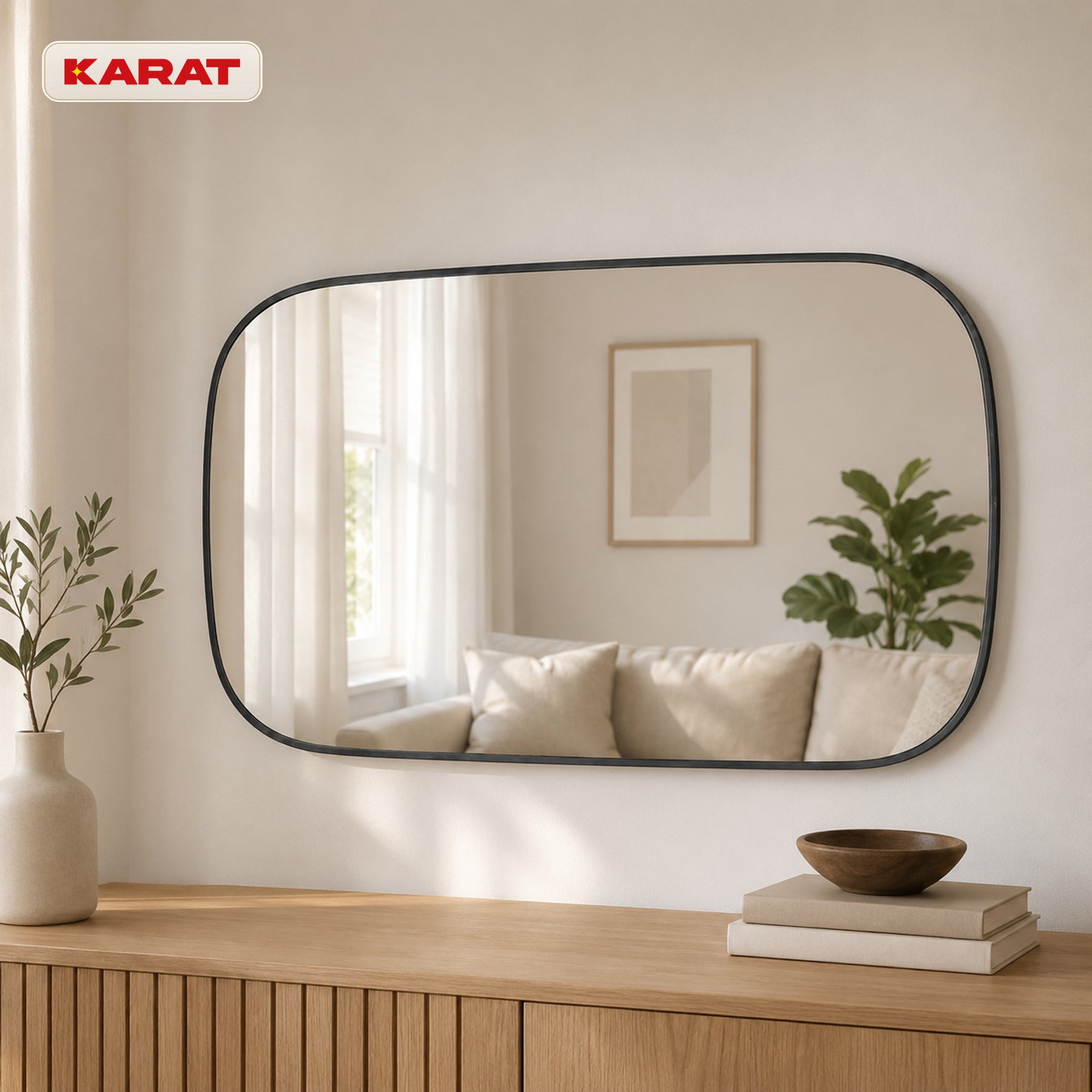 Wall Mirror | Alina | Modern Wall Mirror with Grey Aluminum Frame | 55 × 90 cm